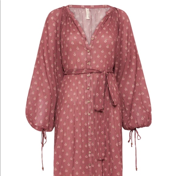 Spell Utopia Button Through Midi Dress in Berry - Picture 8 of 12